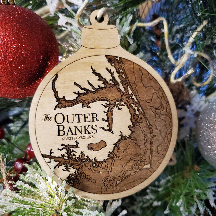 Outer Banks Wood Map Ornament