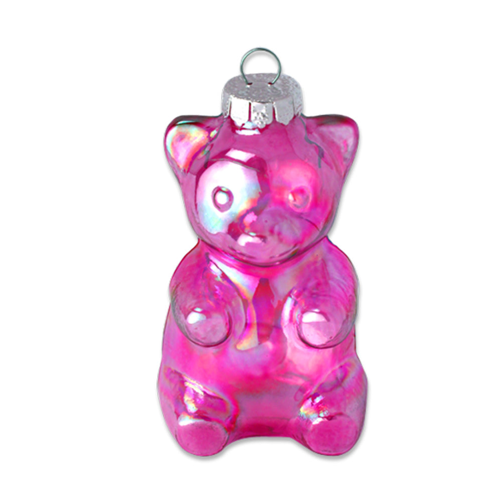Hot Neon Pink Gummy Bear Glass Ornament Decoration Party Supply