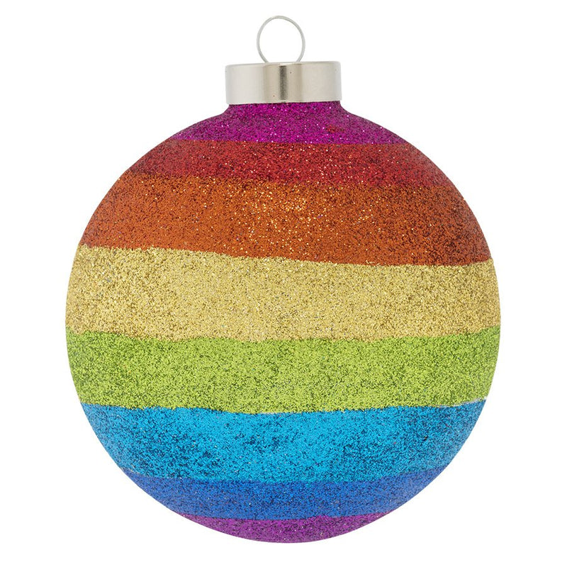 Striped Rainbow Glitter Round