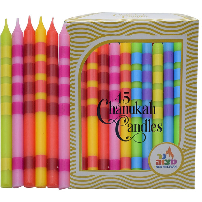 Multicolor Two Tone Dripless Hannukah Candles