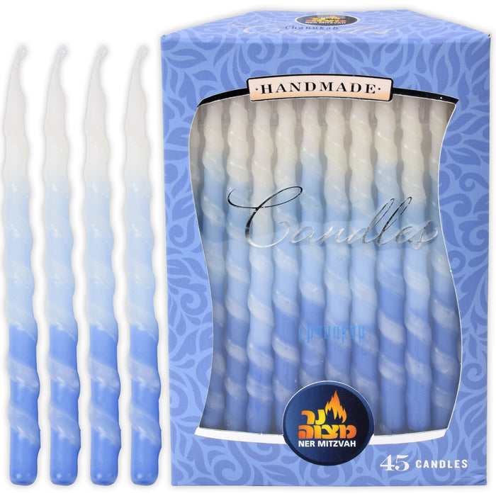 Blue And White Spiral Hanukkah Candles