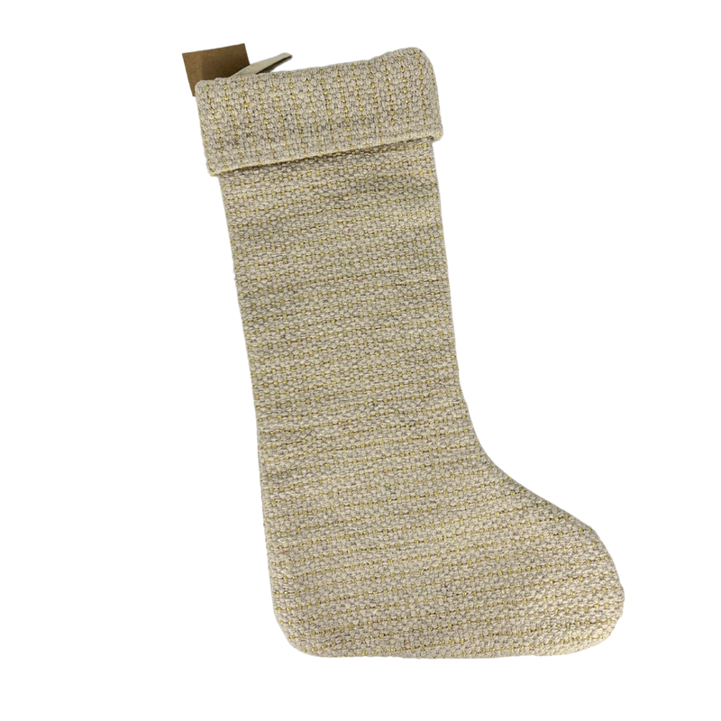 Woven Cotton Stocking with Metallic Thread