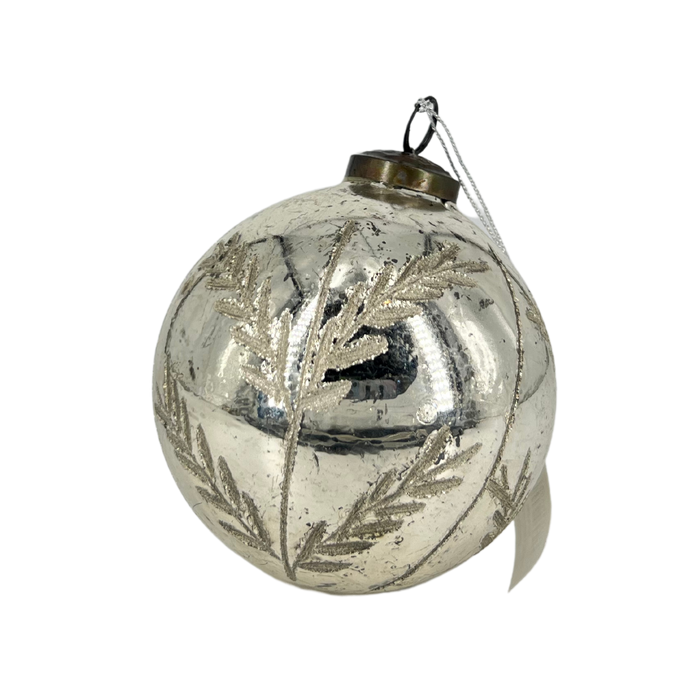 Botanical Etched Silver Ornament