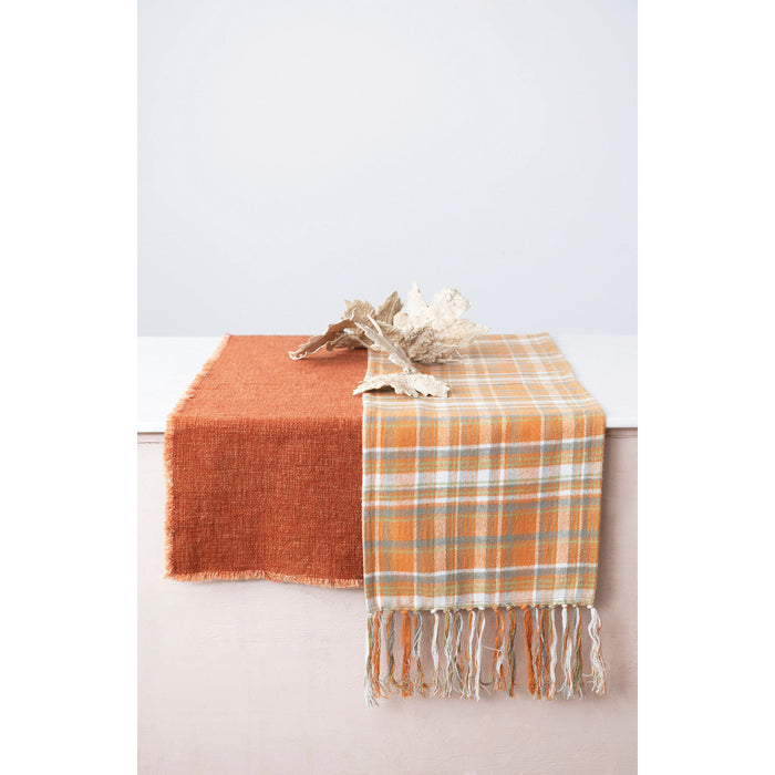 Linen Table Runner with Fringe