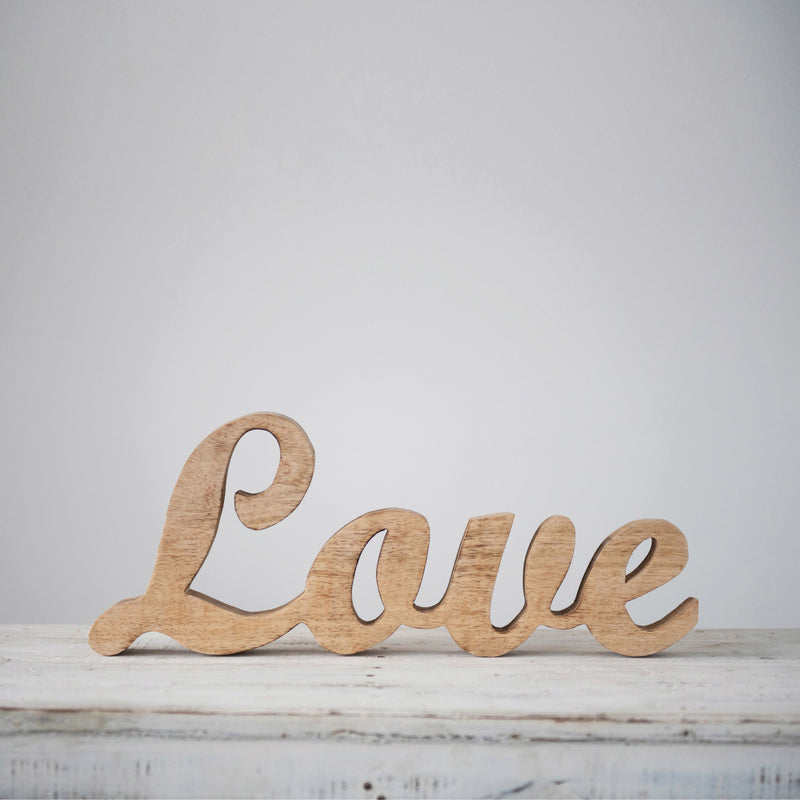 Love Mango Wood Word Cutout