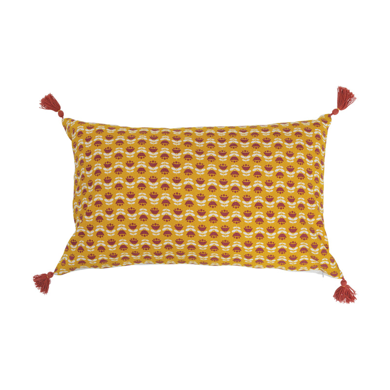 Floral Pillow with Tassels