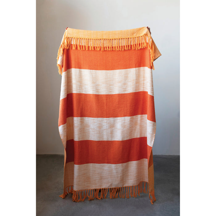 Throw with Stripes and Fringe