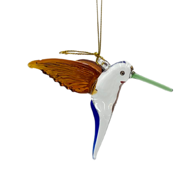 Glass Flitting Hummingbird Ornament