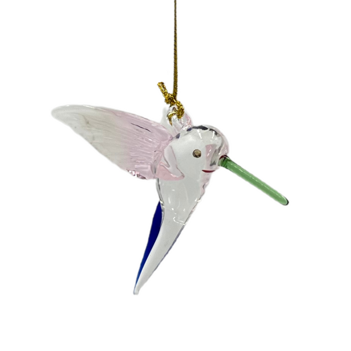 Glass Flitting Hummingbird Ornament