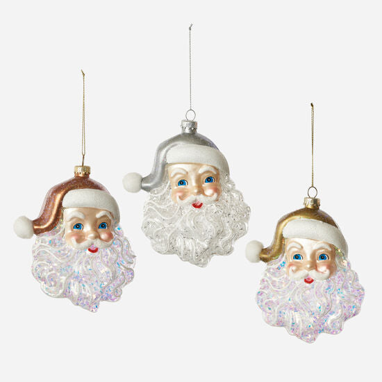 Metallic Santa Head Ornaments