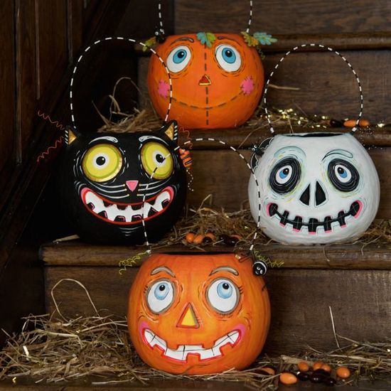 Paper Mache Pumpkin Buckets