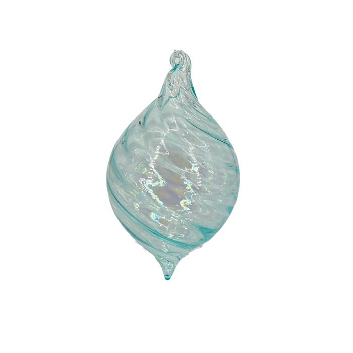 Glass Ice Blue Swirl Ornament