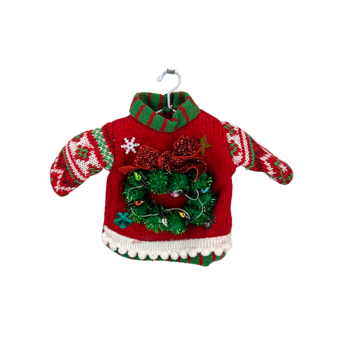 Red and Green Ugly Sweater Ornament