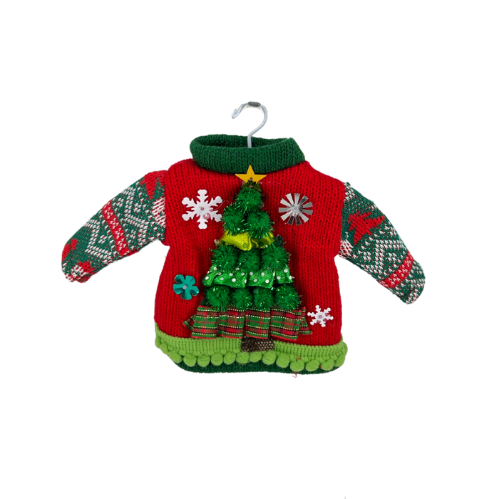 Red and Green Ugly Sweater Ornament