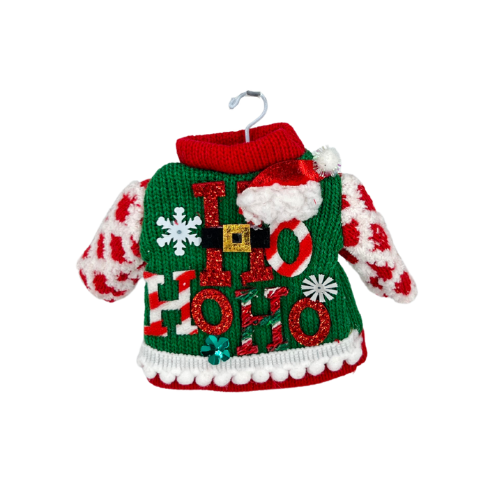Red and Green Ugly Sweater Ornament