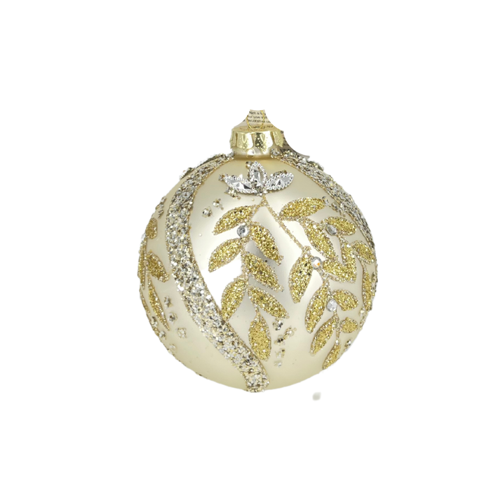 Gold Ribbon and Leaves Ornament
