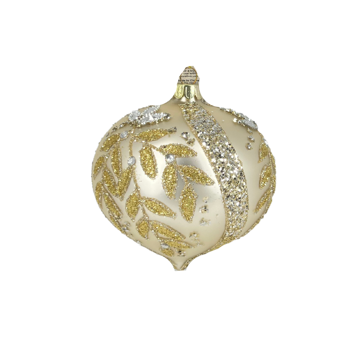 Gold Ribbon and Leaves Ornament