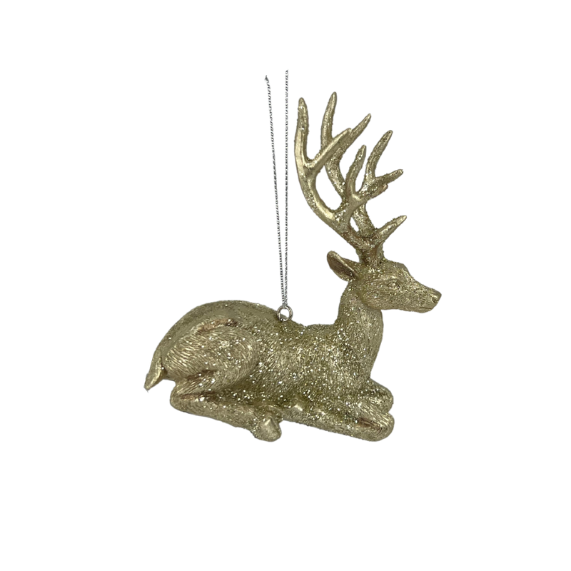 Gold Glitter Deer Ornament