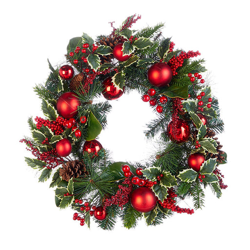 Holly Pinecone Wreath