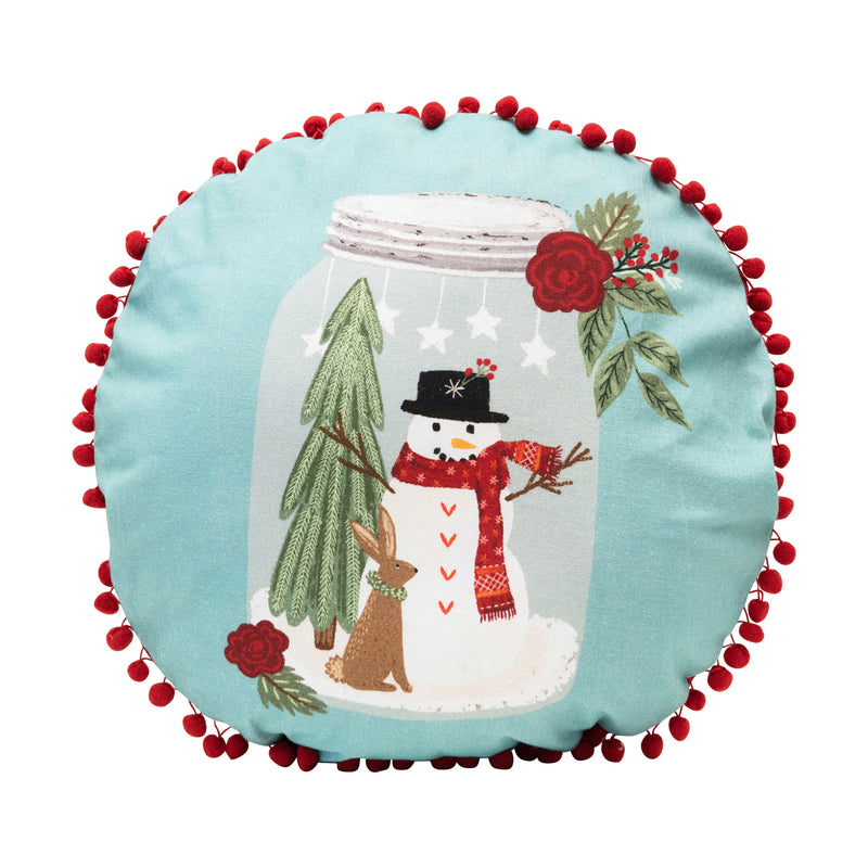 Snowman Snow Globe Pillow