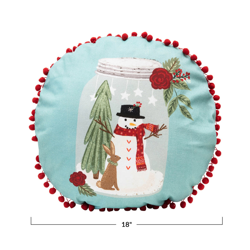 Snowman Snow Globe Pillow