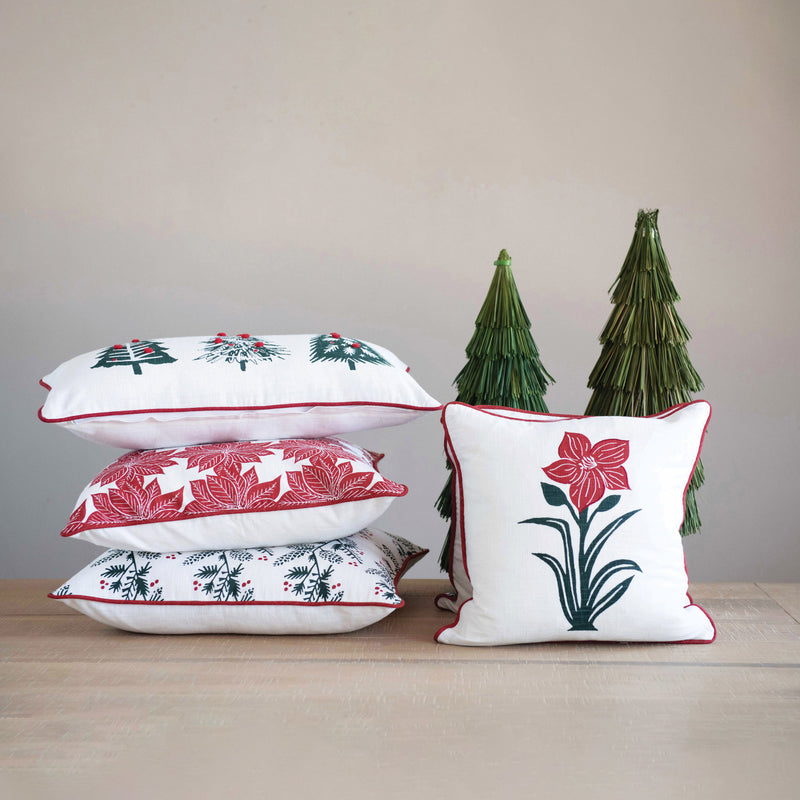 Cotton Pillow with Flower Prints