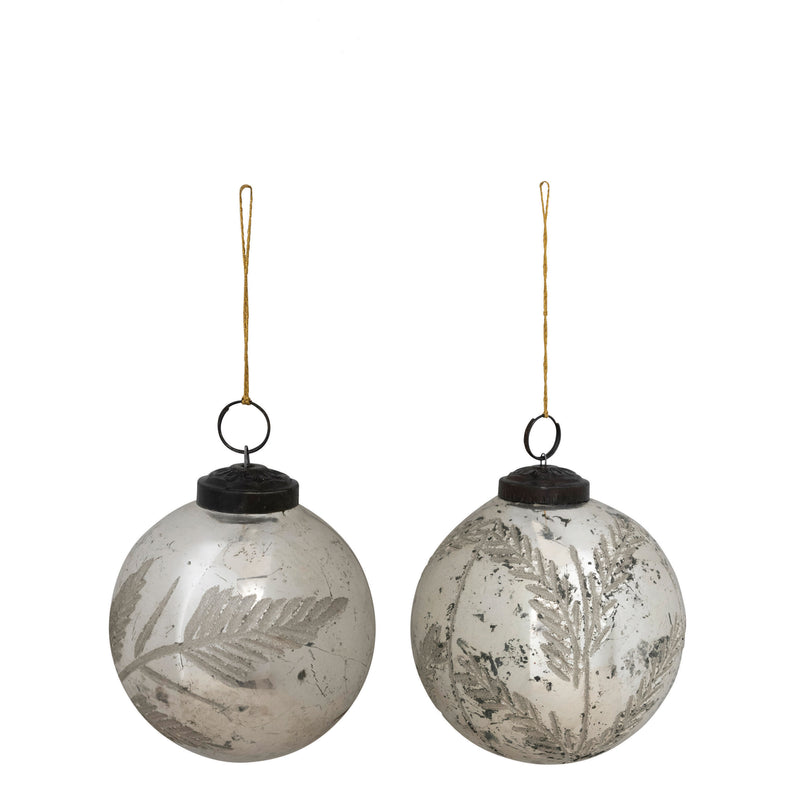 Botanical Etched Silver Ornament
