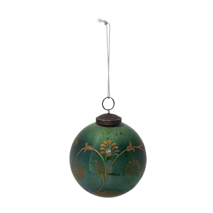 Round Etched Mercury Glass Ornament