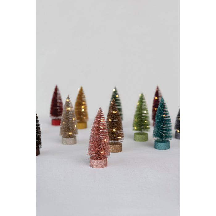 Lighted Glittered Bottlebrush Tree