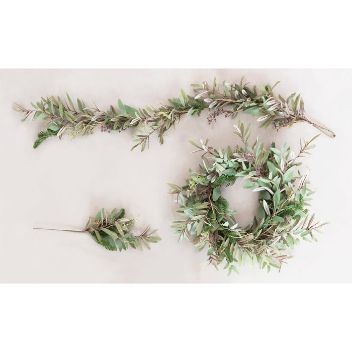 Olive and Evergreen Mixed Wreath