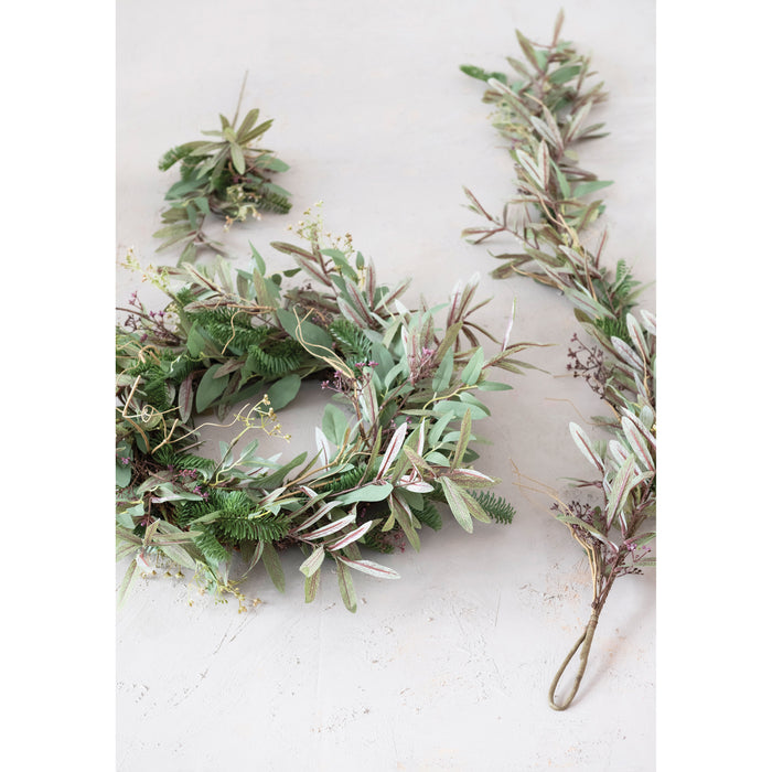 Olive and Evergreen Mixed Wreath