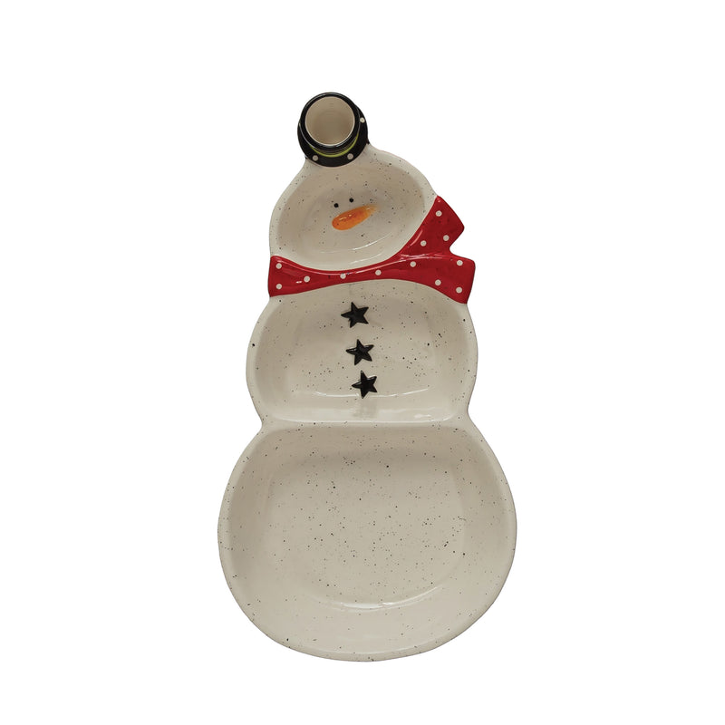 Stoneware Snowman Dish