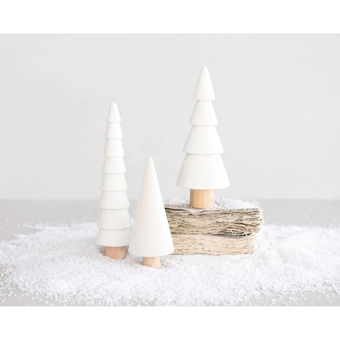 Flocked Wooden Trees