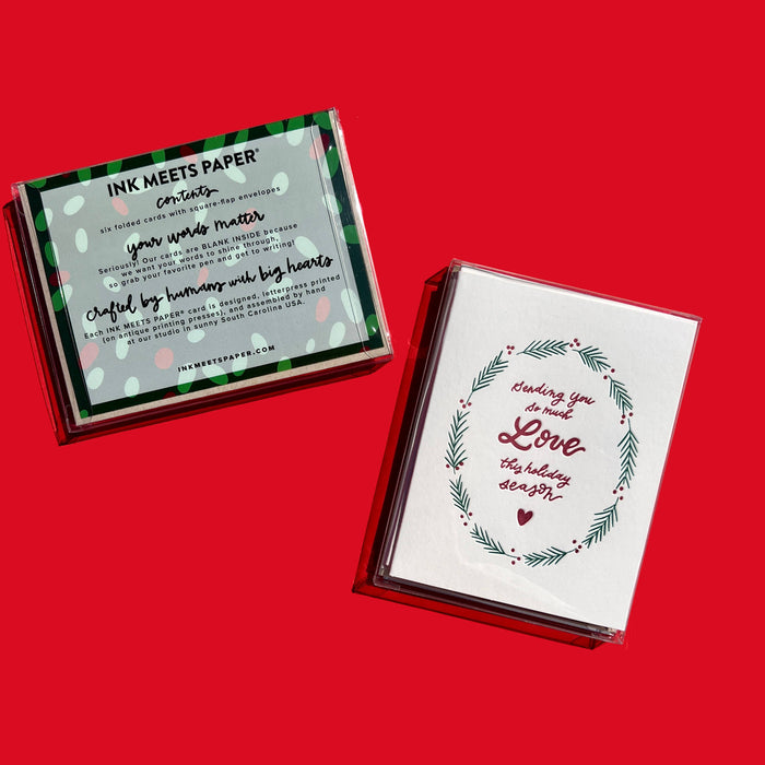 Sending Love Wreath & Berries Card - Boxed Set