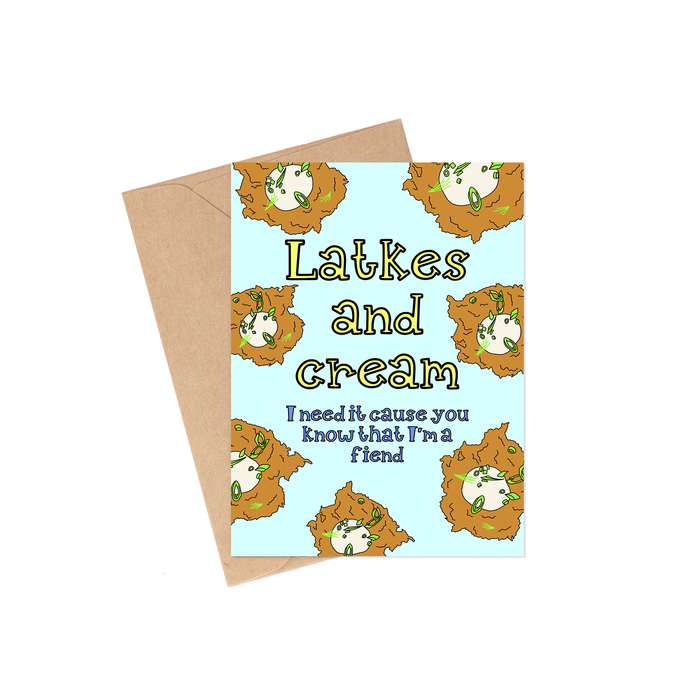 Latkes and Cream Hanukkah Card