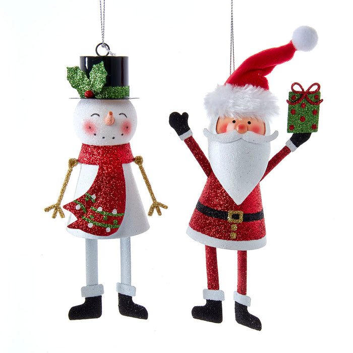 Metal Santa & Snowman Ornaments