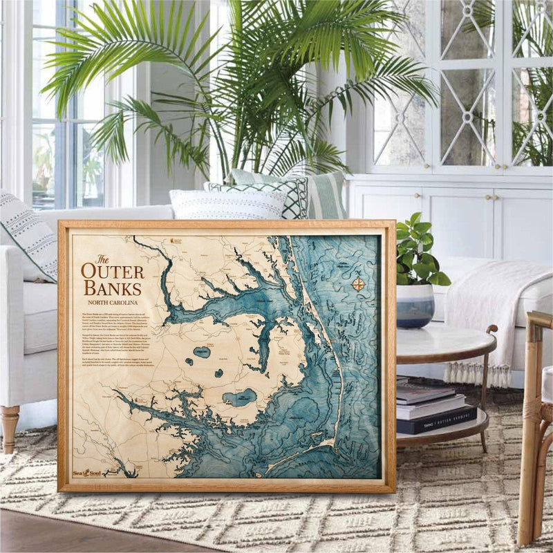 Outer Banks Wood Map Art
