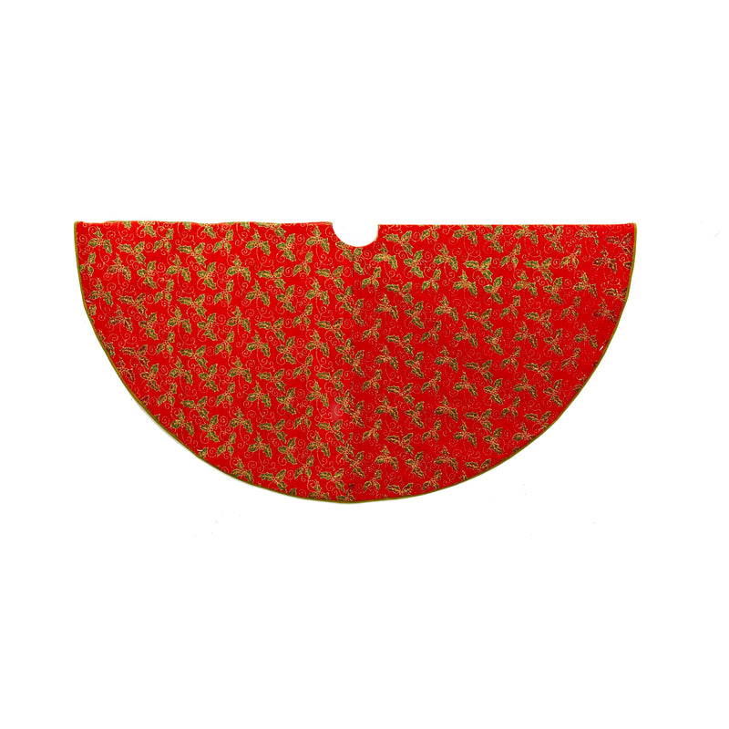 Red With Holly Decorative Tree Skirt