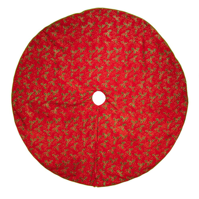 Red With Holly Decorative Tree Skirt