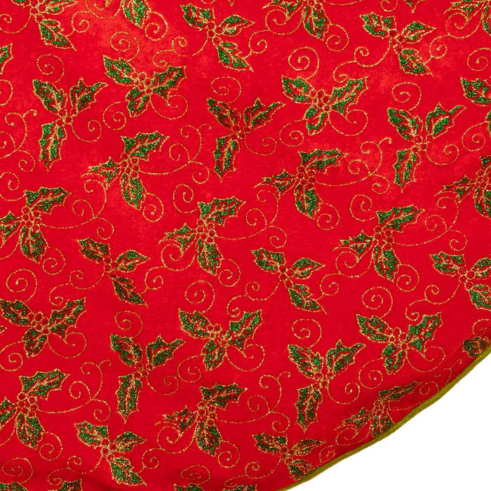 Red With Holly Decorative Tree Skirt