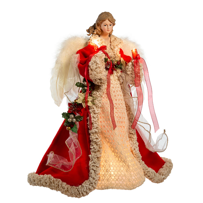 Red and Ivory Angel Lighted Treetop