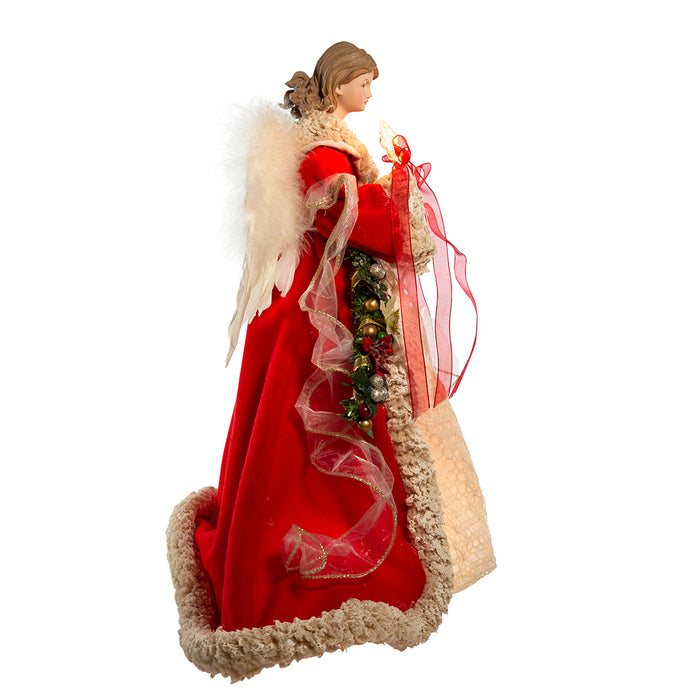 Red and Ivory Angel Lighted Treetop