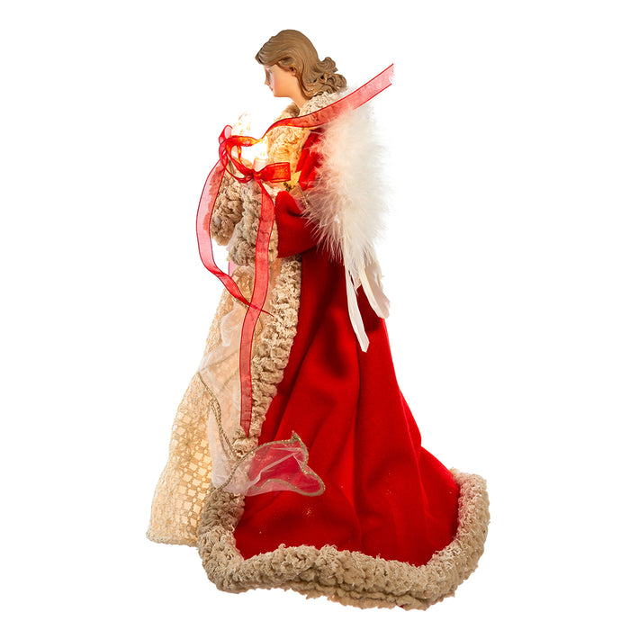 Red and Ivory Angel Lighted Treetop