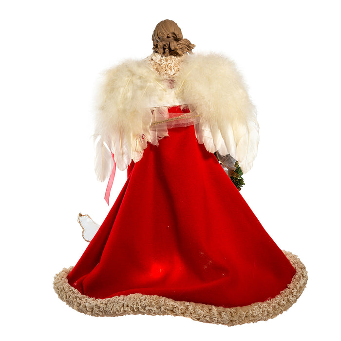 Red and Ivory Angel Lighted Treetop