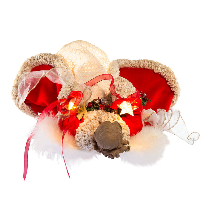 Red and Ivory Angel Lighted Treetop