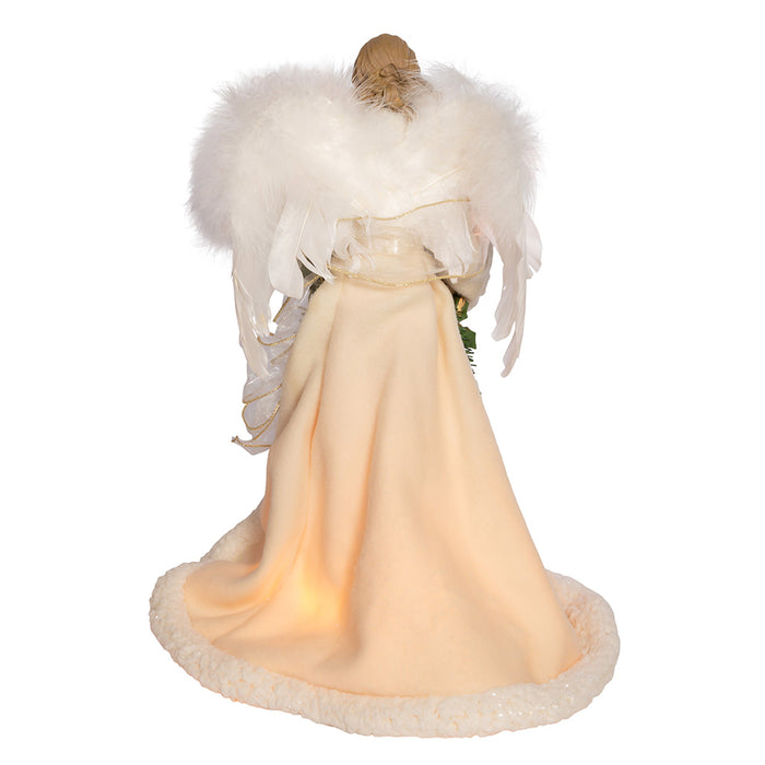 Ivory and Grey Lighted Angel Treetop