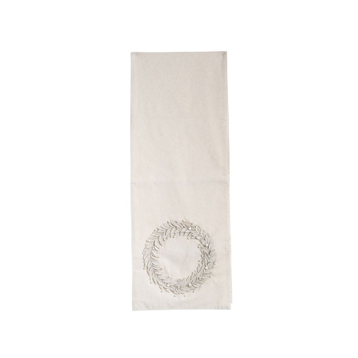 Cotton Table Runner with Appliquéd Felt & Pearl Beads