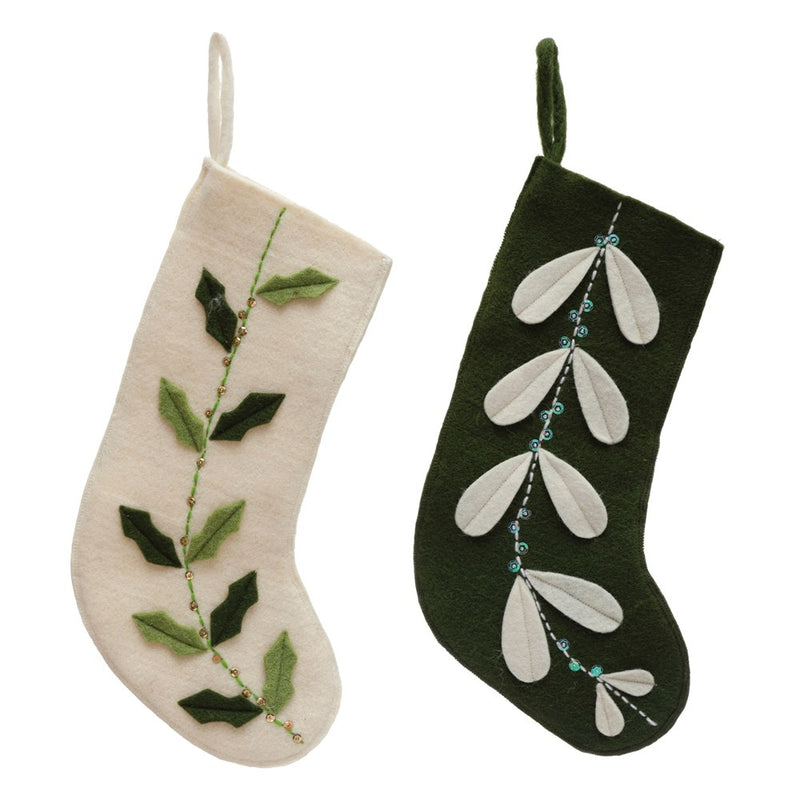 Wool Felt Stocking with Appliqué