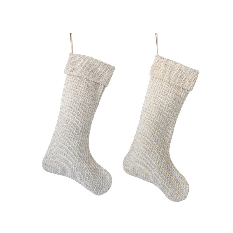 Woven Cotton Stocking with Metallic Thread