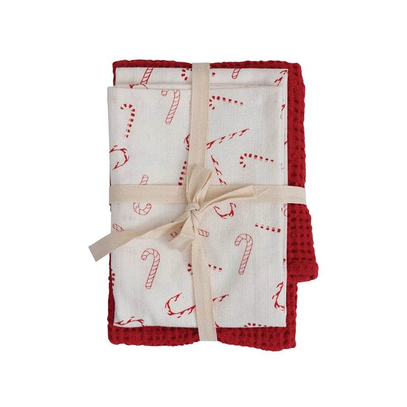Candy Cane Tea Towel Set